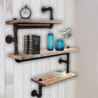 China Modern Retro Old Iron Industrial Pipe Shelf Wall Rack Shelf for sale