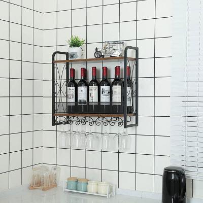 China American Style Wall Mounted Wine Storage Rack Home Decor Solid Wood Wine Rack for sale