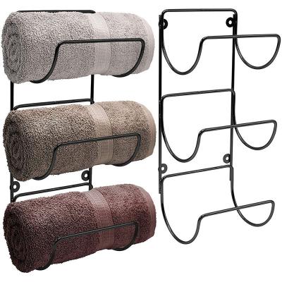 China Modern Black Three Tire Tire Washcloths Hand Towel Warmer Rack Ideal Towel Rack For Modern Bathroom Spa Salon Design for sale