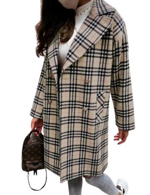 China Long Trench Coat 2021 Breathable Horizontal Stripes Design Lapel Long Sleeves Trench Coat for sale