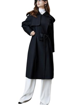 China Diverse Top Quality Breathable Slim Fit Long Belt Design Woman Long Trench Coat for sale