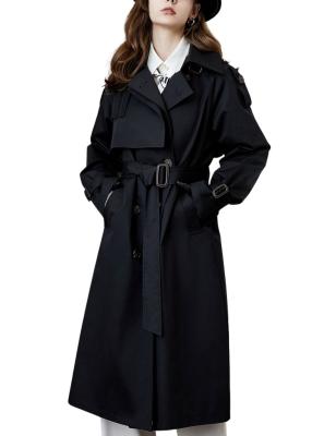 China Breathable Basic Khaki Winter Fit Long Sleeve Trench Coat Women's Long Coat for sale