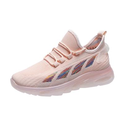 China Fashion Trend Classic Ordinary Glitter Knit Girls' Favorite Cherry Blossom Powder Mesh Breathable Sneakers With Bright Soles Running Shoes for sale