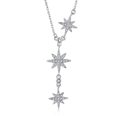 China High Quality Europe and America 925 Sterling Silver Necklace Set Flower 18k Silver Plated Star Shaped Pendant Charms With CZ School Chain Jewel for sale