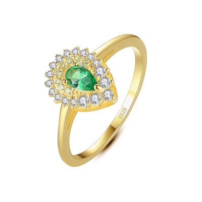 China CLASSIQUE 2023 Fashion Jewelry Band Ring Sterling Silver 925 Non Tarnish Gold Plated Luxury Green CZ Engagement Wedding Gift For Women for sale