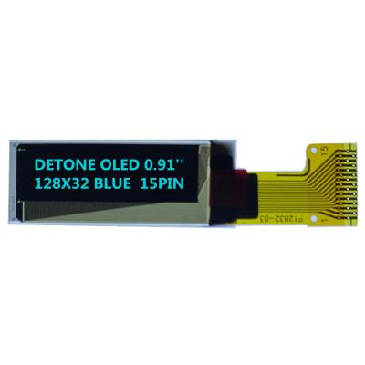 China 0.91Inch OleD Dot Matrix 128x32 Driver IC SSD1306Z Soldering 15 PIN Blue Display 0.91oled 128X32 0.91