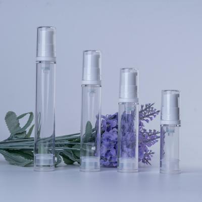 China 5ml/10ml/15ml Transparent/Clear Airless Pump Bottle Refillable Botellas Cosmetic Empty Personal Care for sale