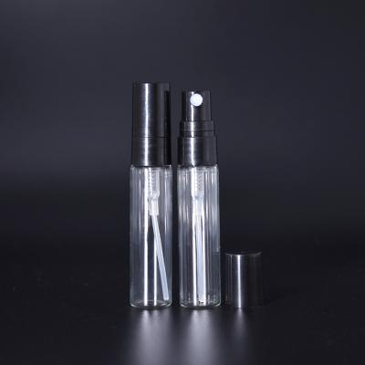 China 5ML Mini Perfume Bottle Empty Cosmetics Slim Glass Vials Sample Test Bottle Cosmetic Black Portable Lotion Tube for sale