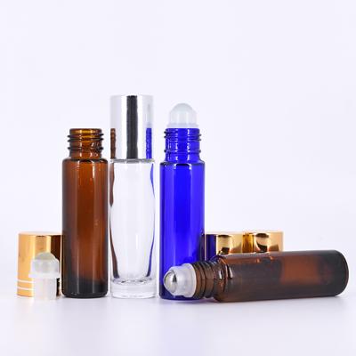 China 3ml 5ml 10ml 15ml Clear Amber Perfume Rollerball Cosmetic Bottle Pearl Light Roll On Glass Bottles for sale