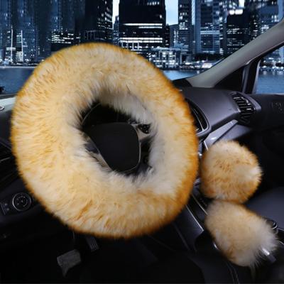 China LOECKLE Comfortable Car Fuzzy Steering Wheel Cover Set Furry Warm Pink Red Fluffy For Women Girl for sale