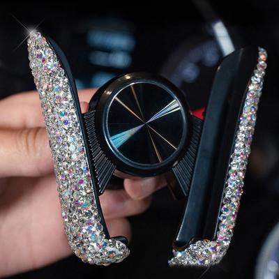 China Beautiful Bling Glitter Car Mobile Universal Auto Gravity Mount Stand Mobile Phone Holder For Women for sale