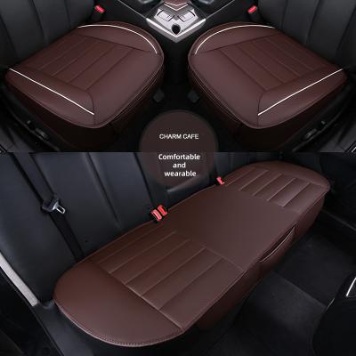 China Brief & Simple Color 3PCS Set PU Leather Anti Slip Cushion Car Seat Cover Without Backrest for sale