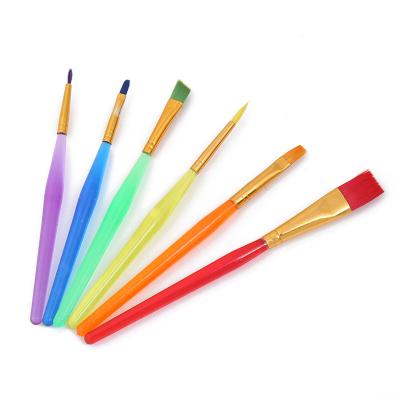 China Acrylic. Watercolor.Oil Painting 6 Pcs Artist Face Painting Plastic Handle Watercolor Oil Oil Painting Brushes Acrylic Pen for sale