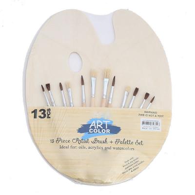 China Acrylic. Watercolor.Oil Paint 12 Pcs Stiff Paint Brush Set With A Palette Kit For Art Oil Acrylic Painting Drawing Tool Art Supplies Gift for sale