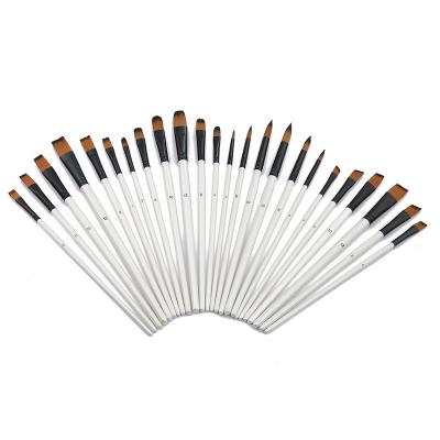 China Acrylic. Watercolor.Oil Painting Wholesale Professional Watercolor Handle Acrylic White Wood Paint Brushes Brush Art Supplies Stationery Nylon Artist for sale