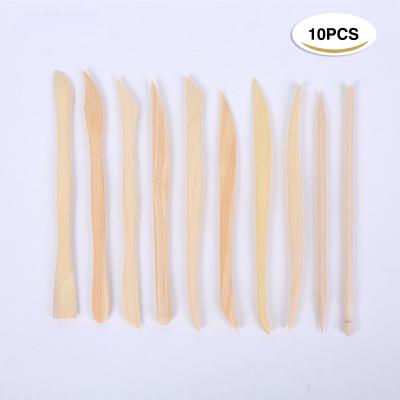 China Sculpt 10 Pcs/Set Perfect Wood Carving Crafts Clay Sculpture Knife Pottery Wooden Sharpen Modeling Small Pottery Clay Tools for sale