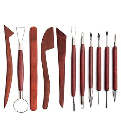 China Professional Carving Rosewood Pottery Ceramic Molding Tool Clay Sculpture Shaping Knives 10 Pcs Tool Kit For Ceramics for sale