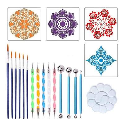 China Paniting 20 PCs Mandala Dotting Tools Set Mandala Painting Dotting Stencil Kit for Art Rock Painting for sale