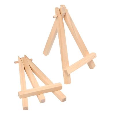 China Mini Wood Display Easel Natural Small Tripod Stand Canvases Business Cards Photo Display Easel 5