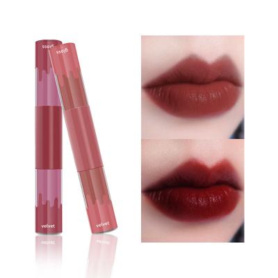 China Waterproof No Logo Stick Cup Lip Gloss Lip Gloss Matte Misty Velvet Lipstick Double Heads No for sale