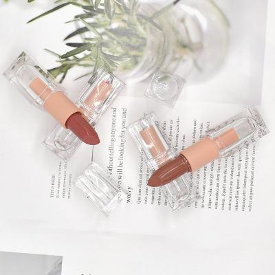 China Waterproof Wholesale No Logo Ice Square Tube Shape Transparent Lipstick Custom Matte Lipstick for sale