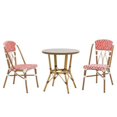 China Factory Outdoor Hot Sale Outdoor Furniture Modern Outdoor Furniture Garden Set Rattan Wicker Chair Stackable Aluminum Restaurant Dining Chair and Table for sale