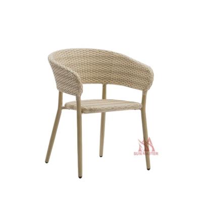 China Wholesale Modern Rattan Outdoor UV Resistant Wicker Armchair Garden Patio Bistros Lounge Beach Leisure Stackable Furniture for sale