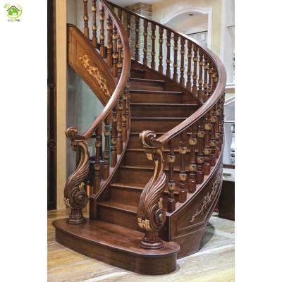 China Modern customized interior and wooden exterior curved modern stairs for sale