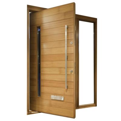 China Sound Insulation External Solid Wood Front Entrance With Pivot Glass Single Wood Door For Office And Villa for sale