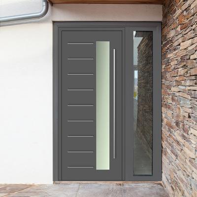 China Modern Custom Sound Insulation Front Entrance With Glass Wood Exterior With Side Lights Pivot Sliding Door for sale