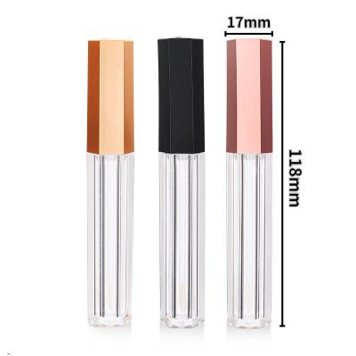 China Cosmetic Lip Gloss Tube Hexagon Shaped 4ml Lip Gloss Containers Empty Tube Custom Lip Gloss Tubes With Wands In Stock Low Moq for sale