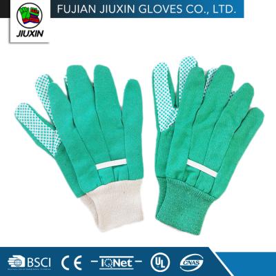 China Universal Safety Work JX68C324 Drill Cotton Garden Glove With PVC Dots On Palm for sale