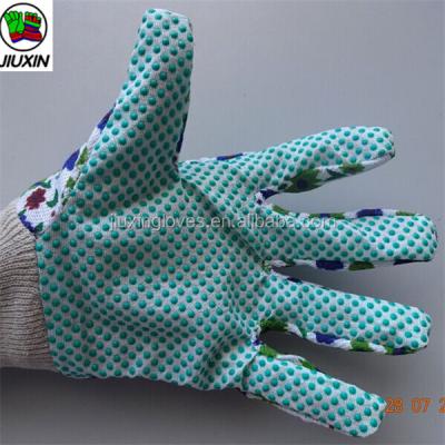 China Anti-Slip Drill Cotton Kids Garden Glove With PVC Dots On Palm for sale