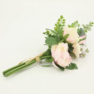 China Touch DY1-3145 Natural Lifelike Outdoor Bouquet Rose Carnation And Greenery Artificial Hanging Bundle *6 For Wedding Funeral Centerpieces for sale