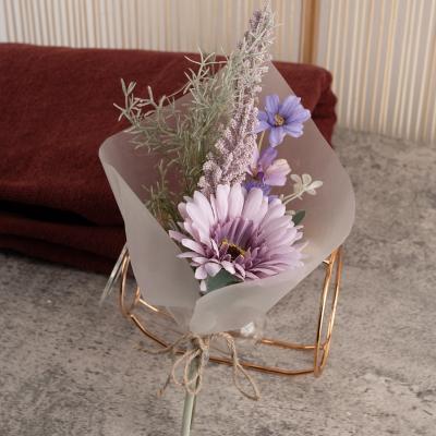 China Modern Popular Artificial Gerbera CF01097 Vanilla Chrysanthemum Foam Lavender Plastic Handle Group Bouquet For Valentine's Day Gift for sale