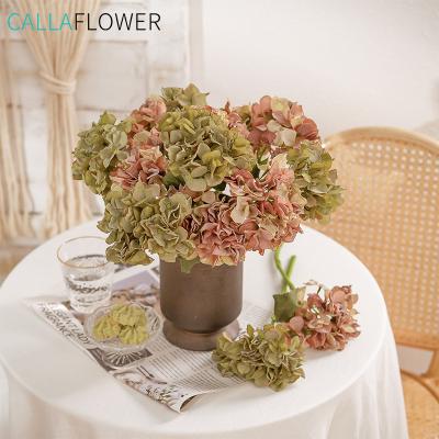 China YC1022 Factory Direct Sale Modern Artificial Single Branch Hydrangea 33.8cm Silk Cream Hydrangea For Flower Wall Backdrop for sale