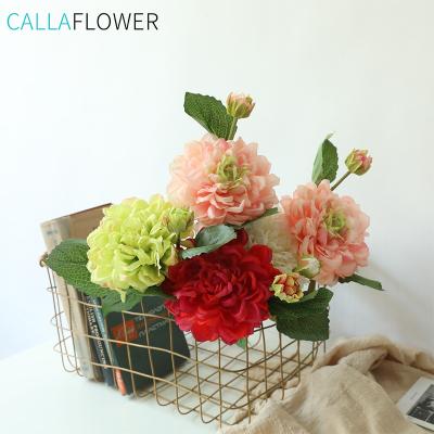 China Bud For Mother's Day Gift Dahlia Flowers Single Stem With 1 Dahlia Head And 1 Natural Cheap Touch Wedding Artificial Silk Flower GF14979 for sale