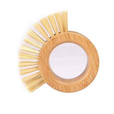 China Factory Sales Kitchen Pot Dish Handle Sustainable Pan Cleaning Brush Plastic Dish Round Scrubber Brush Bamboo Brush for sale