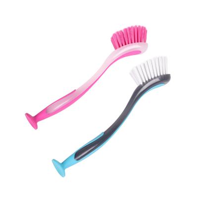 China Sustainable Hot Selling Dish Cleaning Brush Plastic Dish Brush Kitchen Silicone Brushes With Suction Cup for sale