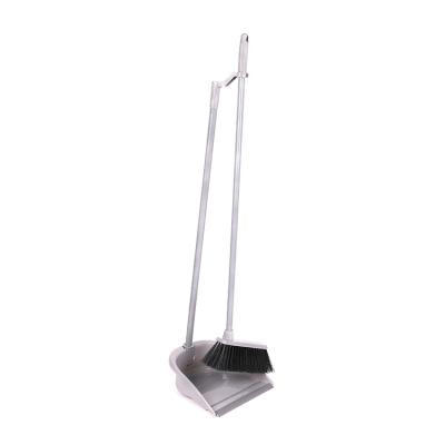 China OEM Eco-Friendly Heavy Duty Plastic Broom Stiff No Dust Broom Cleaning Holder Up Broom And Dustpan Combo Set With Long Handle for sale