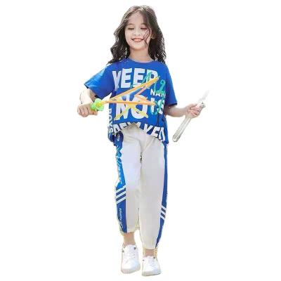 China Sports Wind Max High Quality Children's Clothing Girls Summer Lovely Children's Two-piece Korean Short-sleeved Set for sale