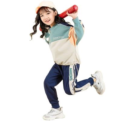 China Preppy Style Girls Leisure Sports Suit Spring 2021 Spring And Autumn Models New In Large Children's Sweater Spplici Shirt Girls Dress Set for sale