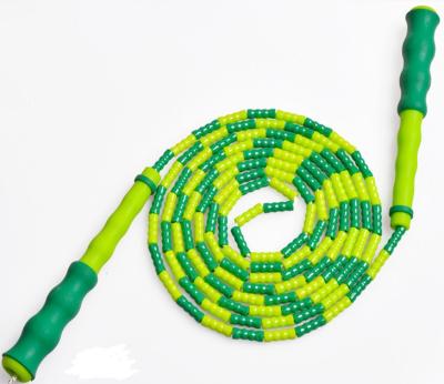 China Fitness Beaded Rubber Weight Loss Handle Soft Rope Bamboo Beaded PVC Jump Rope for sale