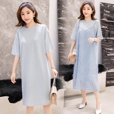 China Anti-Static New Design Leisure Loose Fit T-shirt Dresses 2021, Women's Cotton Plus Size T-shirt Dresses for sale