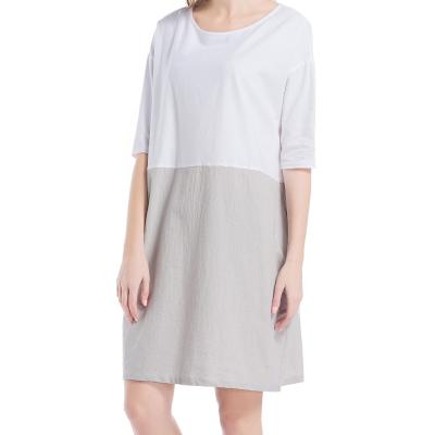 China 2020 Popular Anti-Wrinkle Women's Cotton Sleeve O Neck Skin-friendly Short Casual Dress for sale