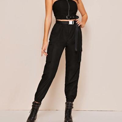 China Classic Casual Black Waist Joggers Women Anti-Wrinkle Pants Women Streetwear Loose Female Cargo Pants for sale