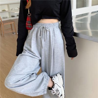 China 2021 Autumn New Baggy Fashion Oversize Anti-wrinkle Drawstring Sports Pants Women's Back Pants for sale