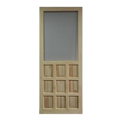 China Modern Cheap Protection 9 Panels Solid Pine Wood Screen Door for sale