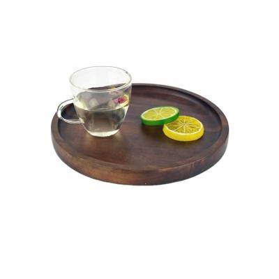 China China Black Walnut Wooden Coffee Food Fruit Wooden Circle Waterproof Tray Plate Dish Decor for sale