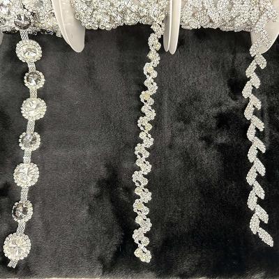 China Custom Flatback Roll Rhinestone Waist Chain Crystal Lace Chain Shoe Chain For Shoe Garment for sale